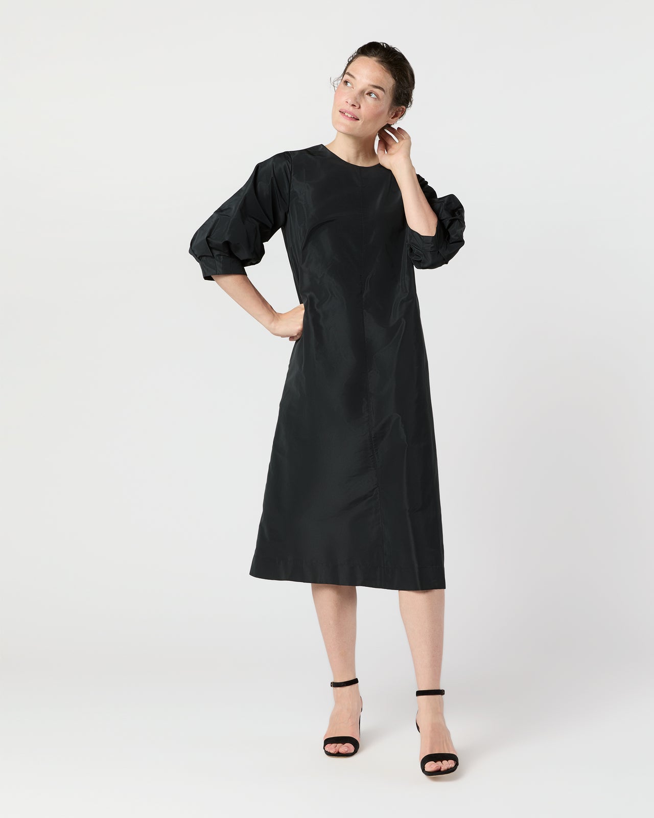 Ophelia Dress in Black Taffeta