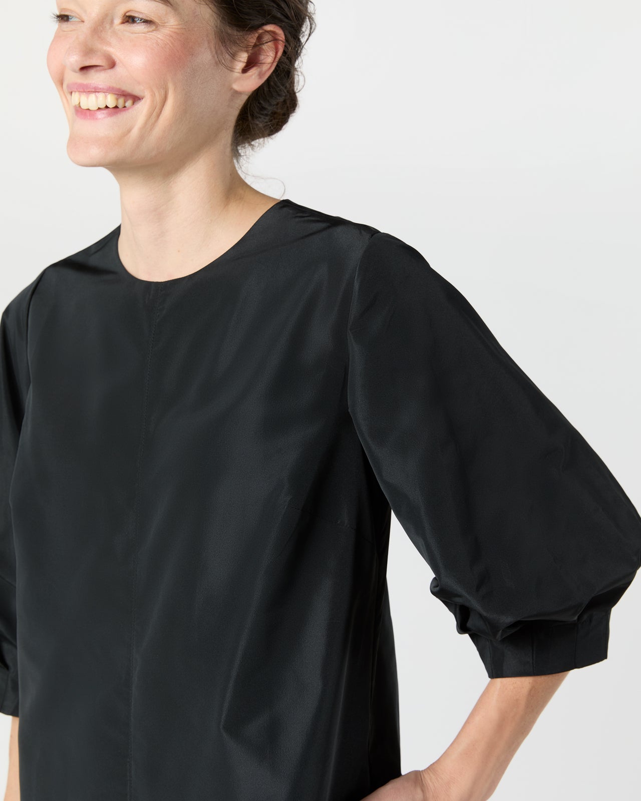 Ophelia Dress in Black Taffeta