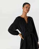 Load image into Gallery viewer, Ariana Maxi Dress in Black Silk Crepe de Chine
