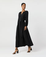 Load image into Gallery viewer, Ariana Maxi Dress in Black Silk Crepe de Chine
