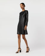 Load image into Gallery viewer, Katie Dress in Black Floral Sequin Mesh
