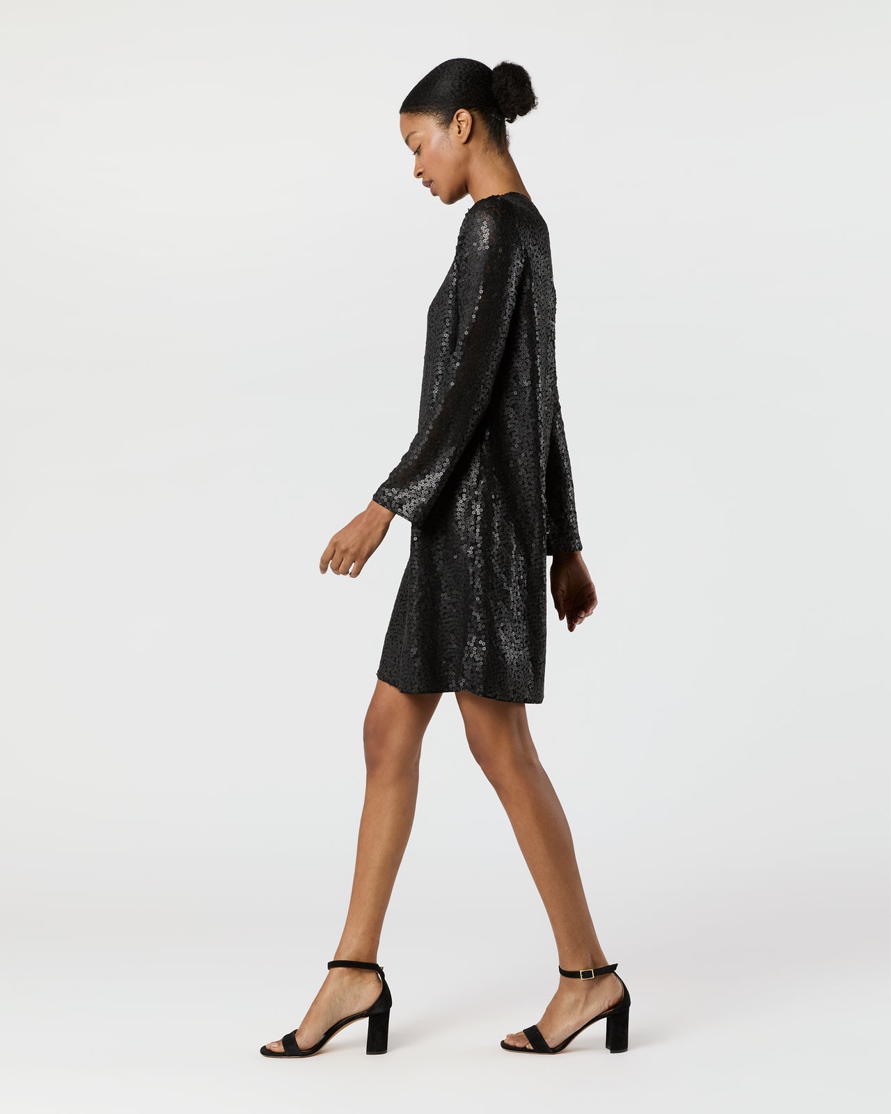 Katie Dress in Black Floral Sequin Mesh