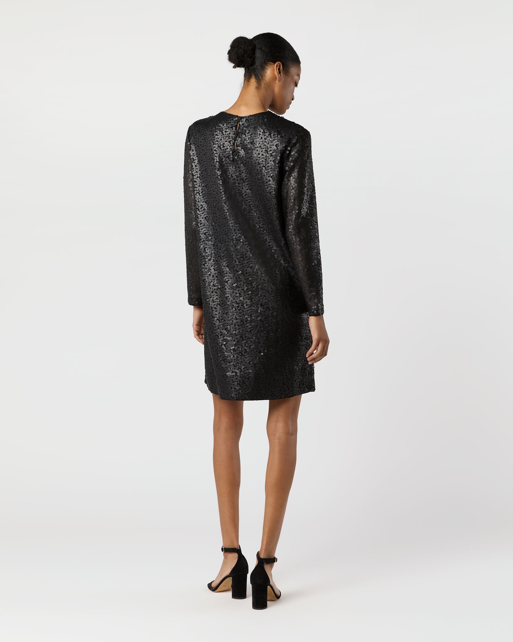 Katie Dress in Black Floral Sequin Mesh