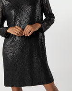 Load image into Gallery viewer, Katie Dress in Black Floral Sequin Mesh
