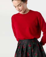 Load image into Gallery viewer, Cossie Midi Skirt in Black/Red Rose Matelassé
