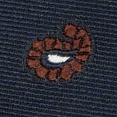 Silk Woven Tie in Navy/Burgundy/Bone Paisley