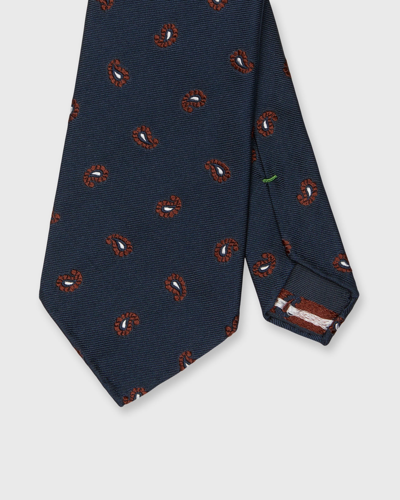 Silk Woven Tie in Navy/Burgundy/Bone Paisley