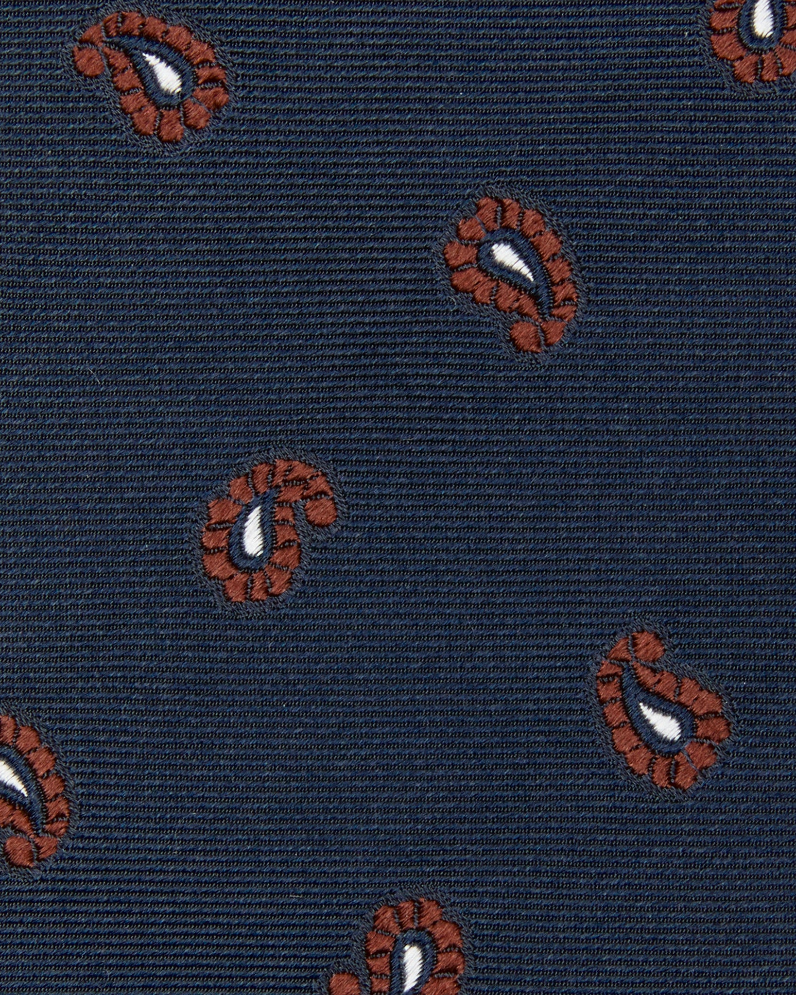 Silk Woven Tie in Navy/Burgundy/Bone Paisley
