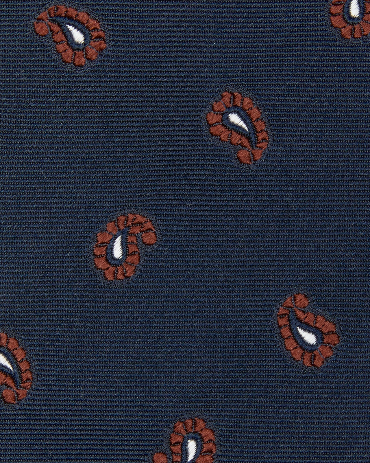 Silk Woven Tie in Navy/Burgundy/Bone Paisley