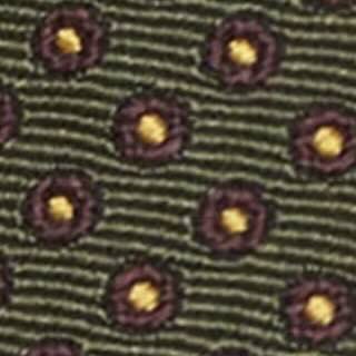 Silk Woven Tie in Olive/Burgundy/Gold Circle