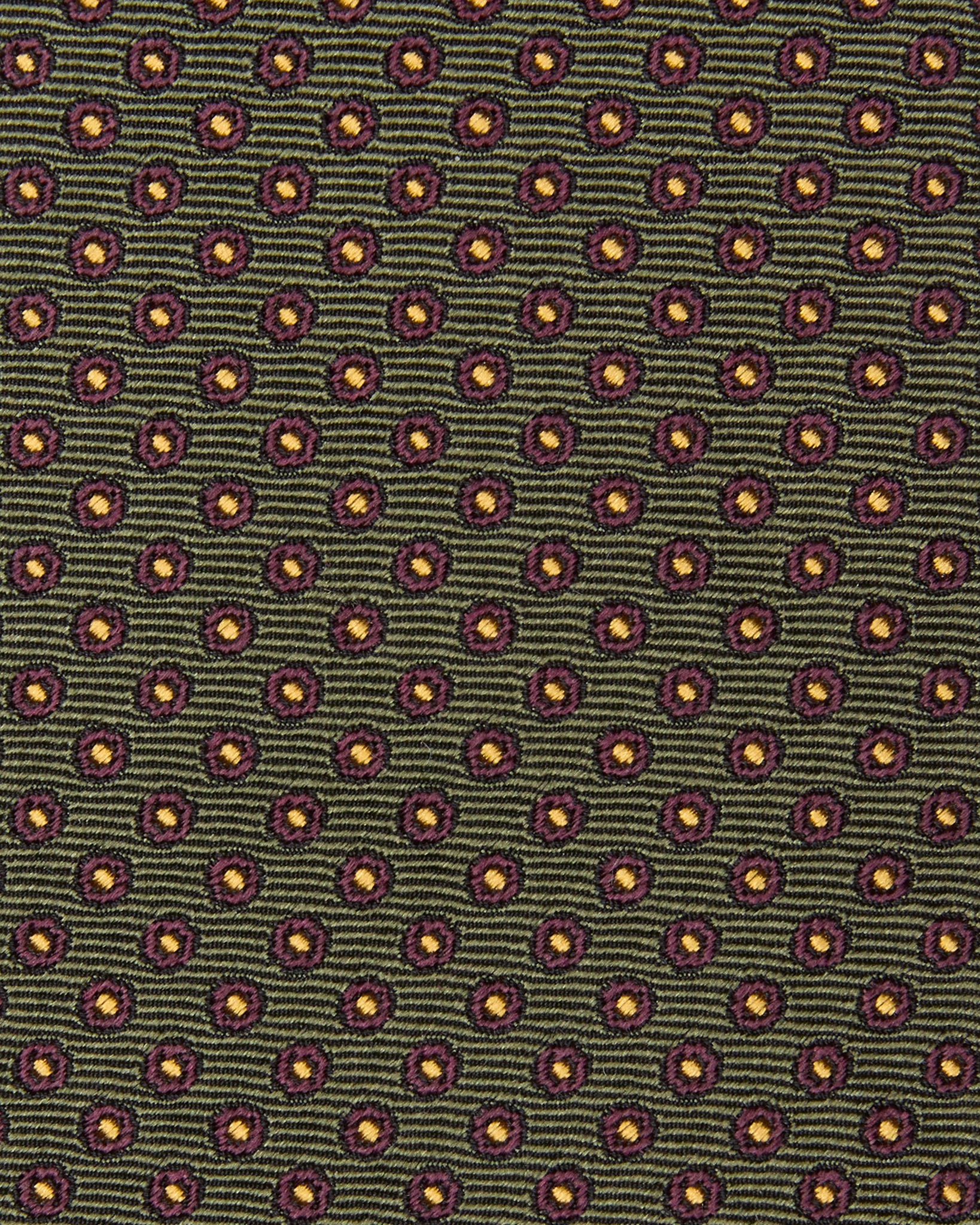 Silk Woven Tie in Olive/Burgundy/Gold Circle