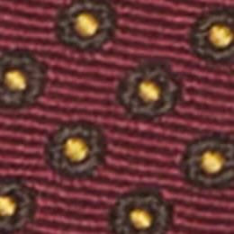 Silk Woven Tie in Burgundy/Brown/Gold Circle