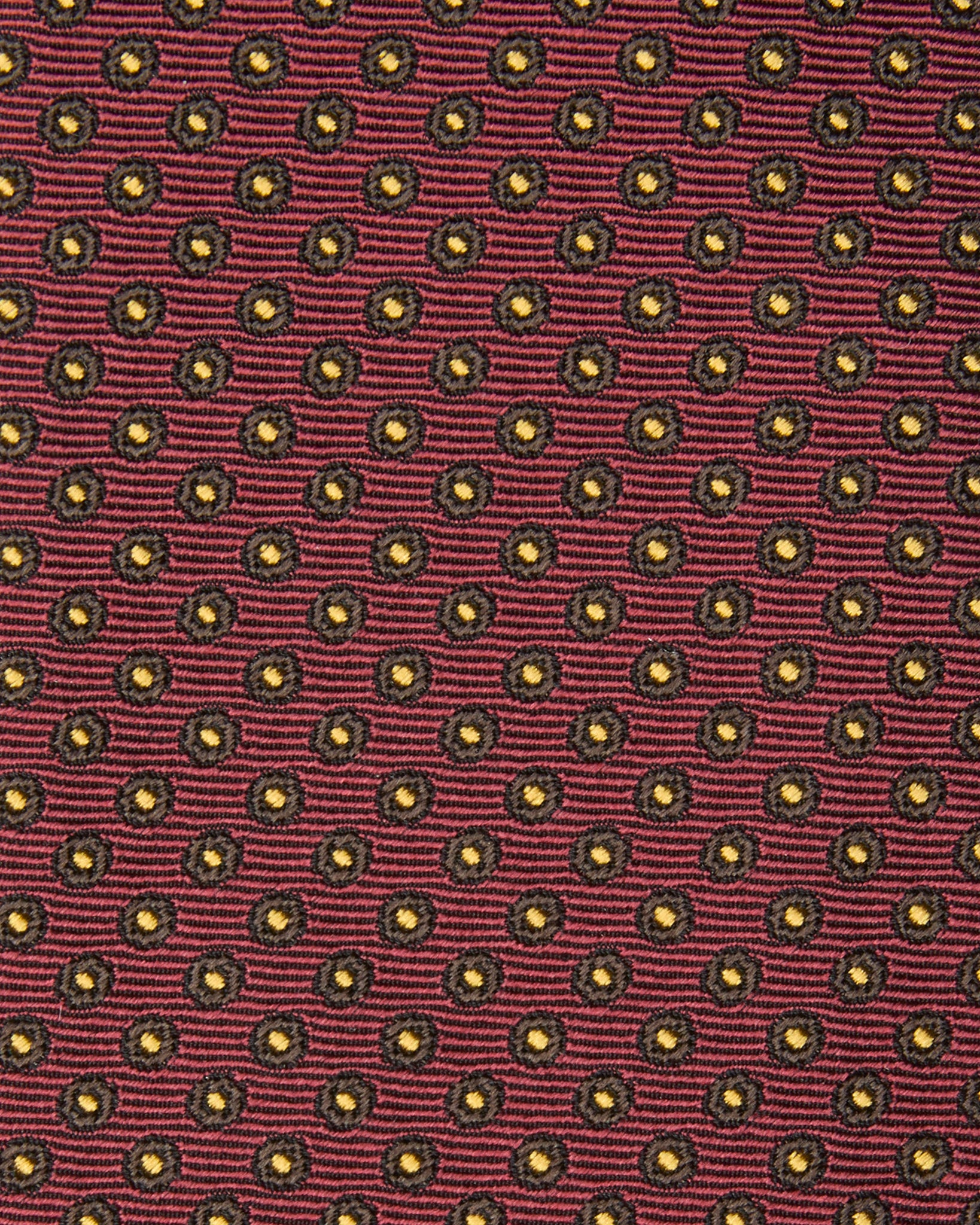 Silk Woven Tie in Burgundy/Brown/Gold Circle