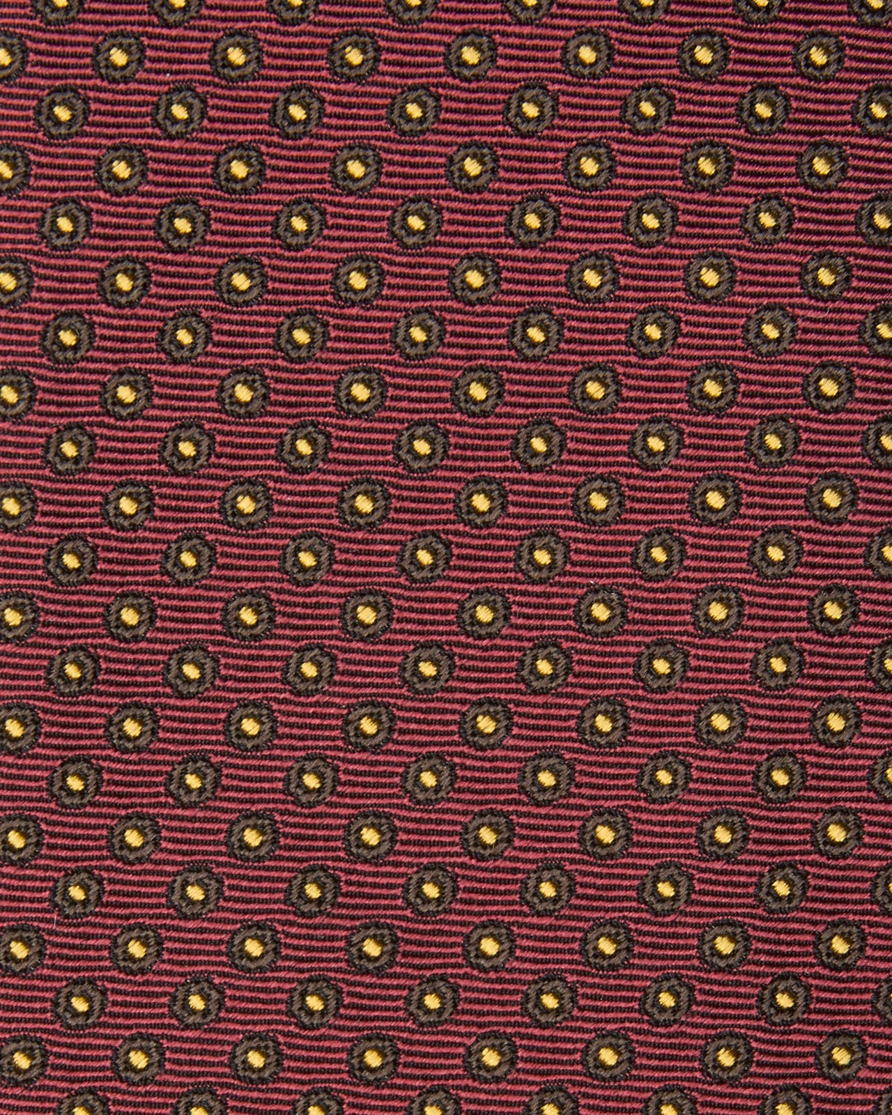 Silk Woven Tie in Burgundy/Brown/Gold Circle