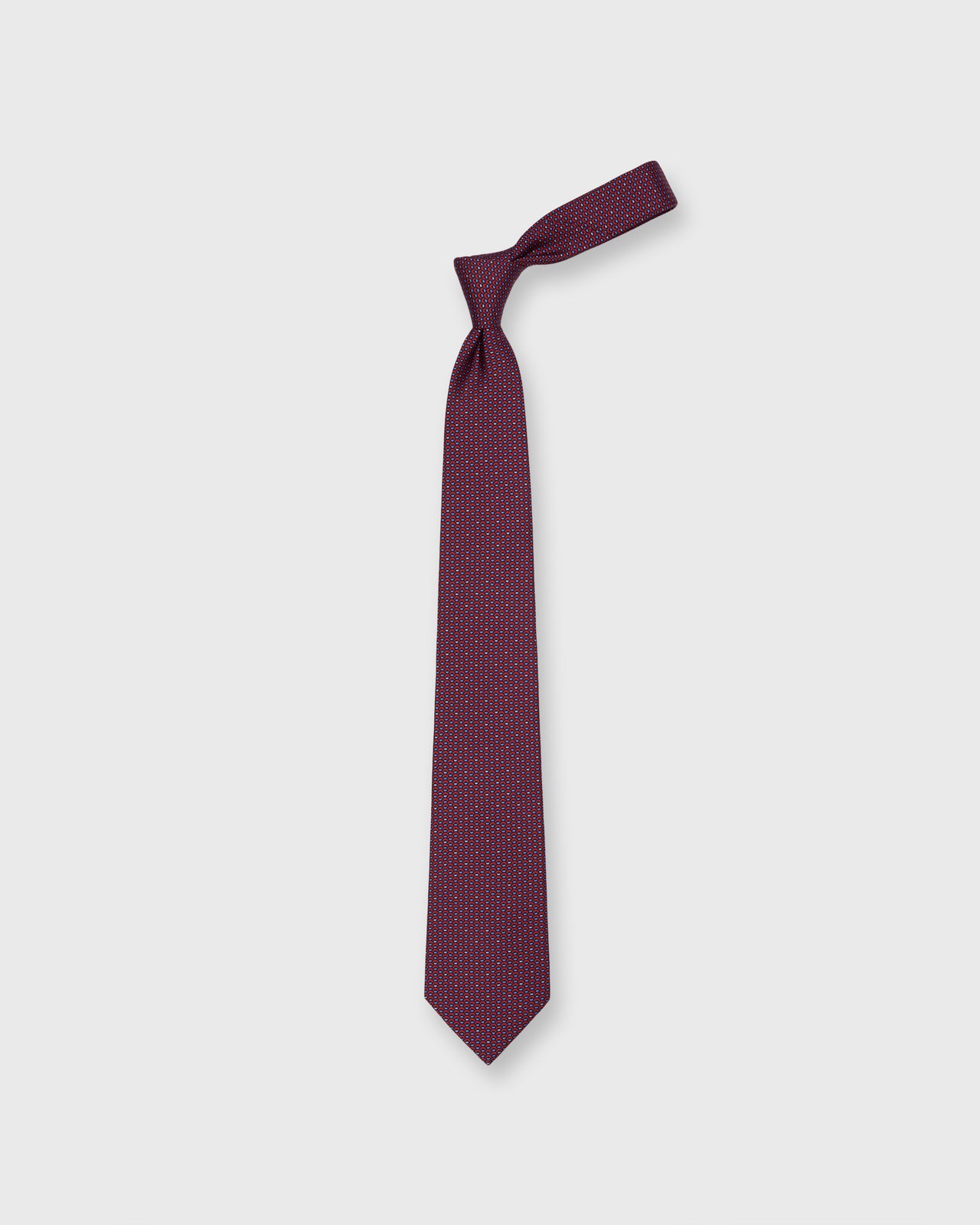 Silk Print Tie in Red/Sky Scallops