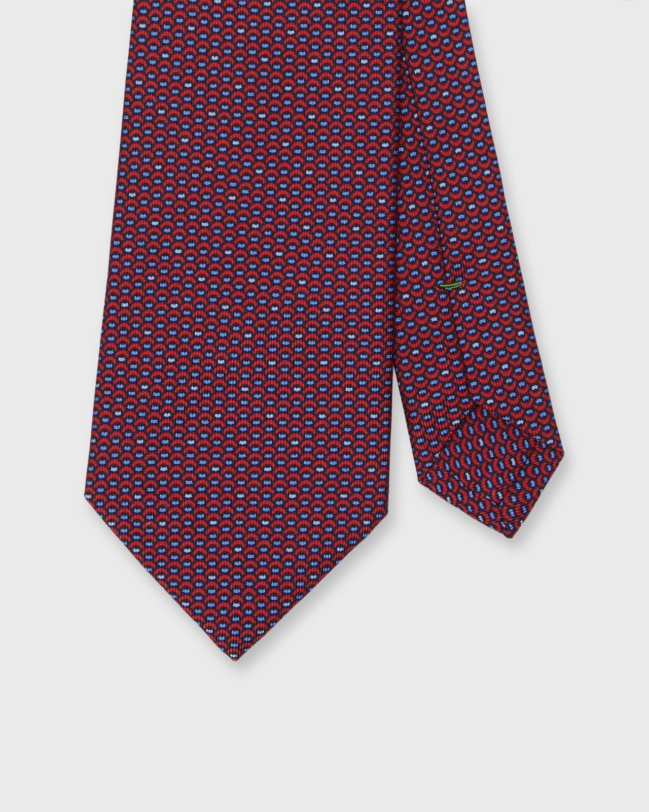 Silk Print Tie in Red/Sky Scallops