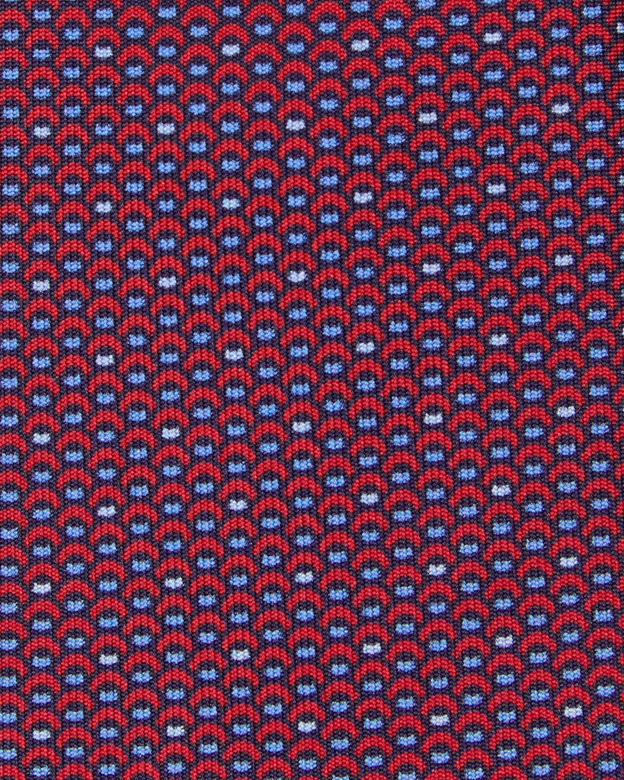Silk Print Tie in Red/Sky Scallops