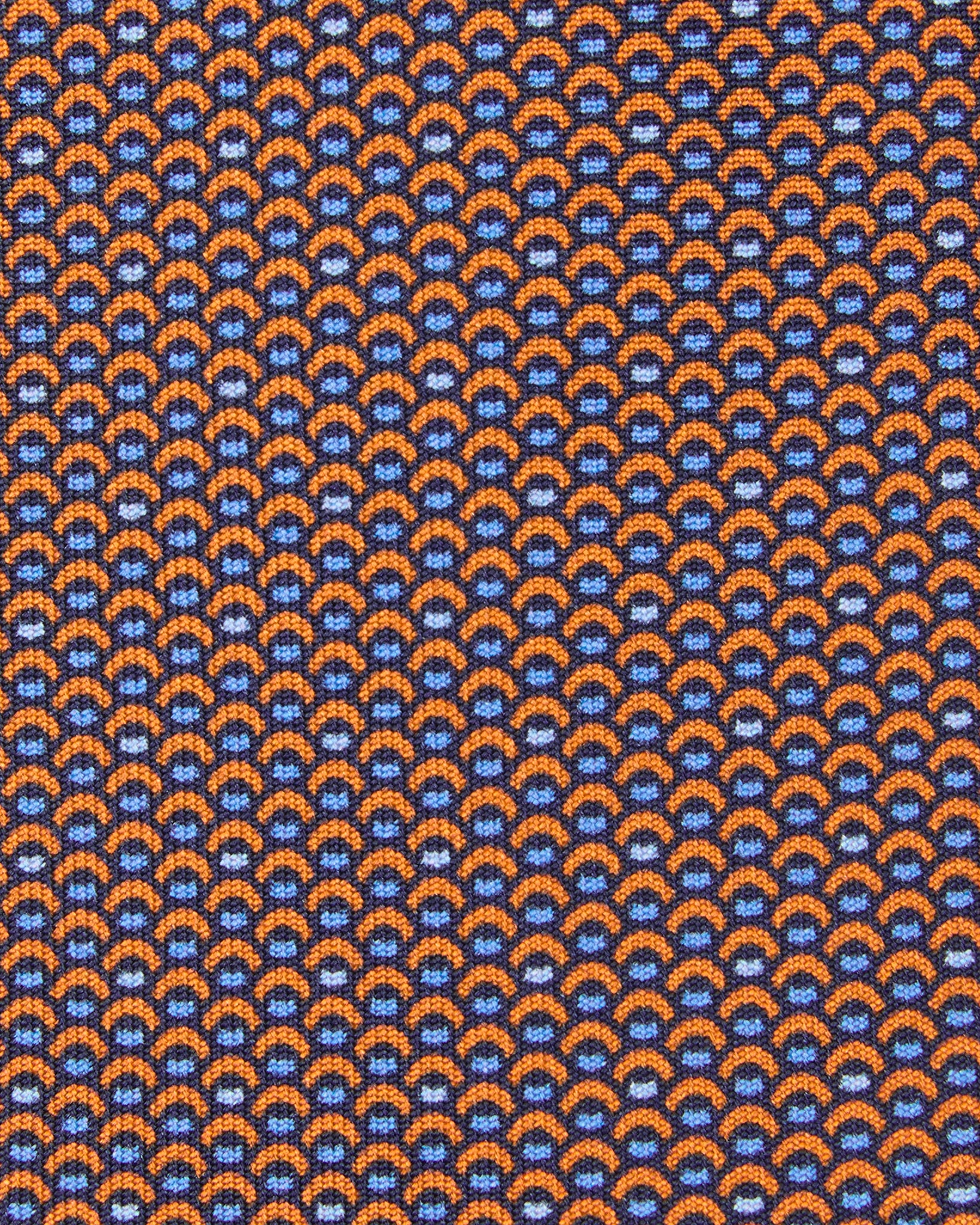 Silk Print Tie in Orange/Sky Scallops