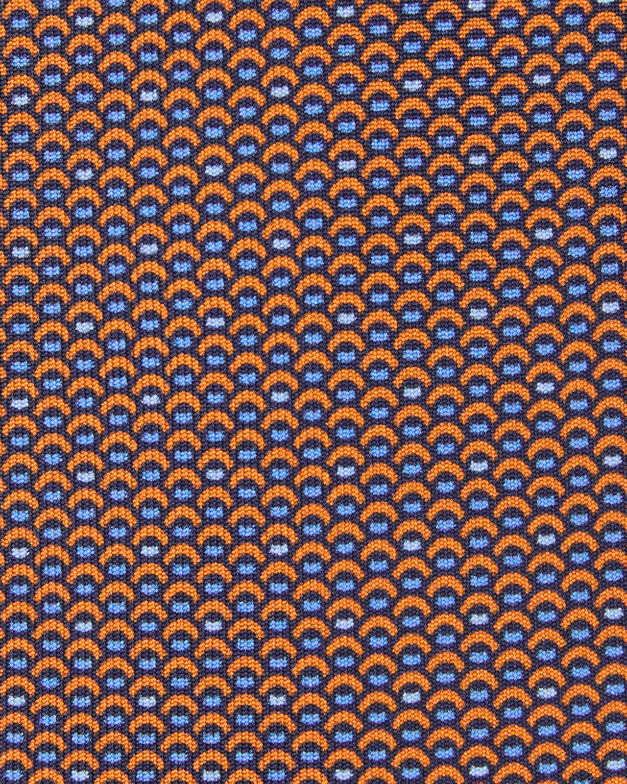 Silk Print Tie in Orange/Sky Scallops