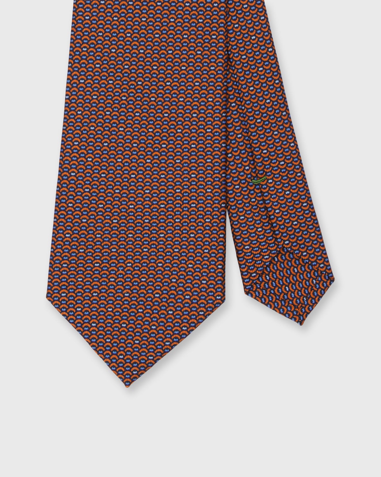 Silk Print Tie in Orange/Sky Scallops