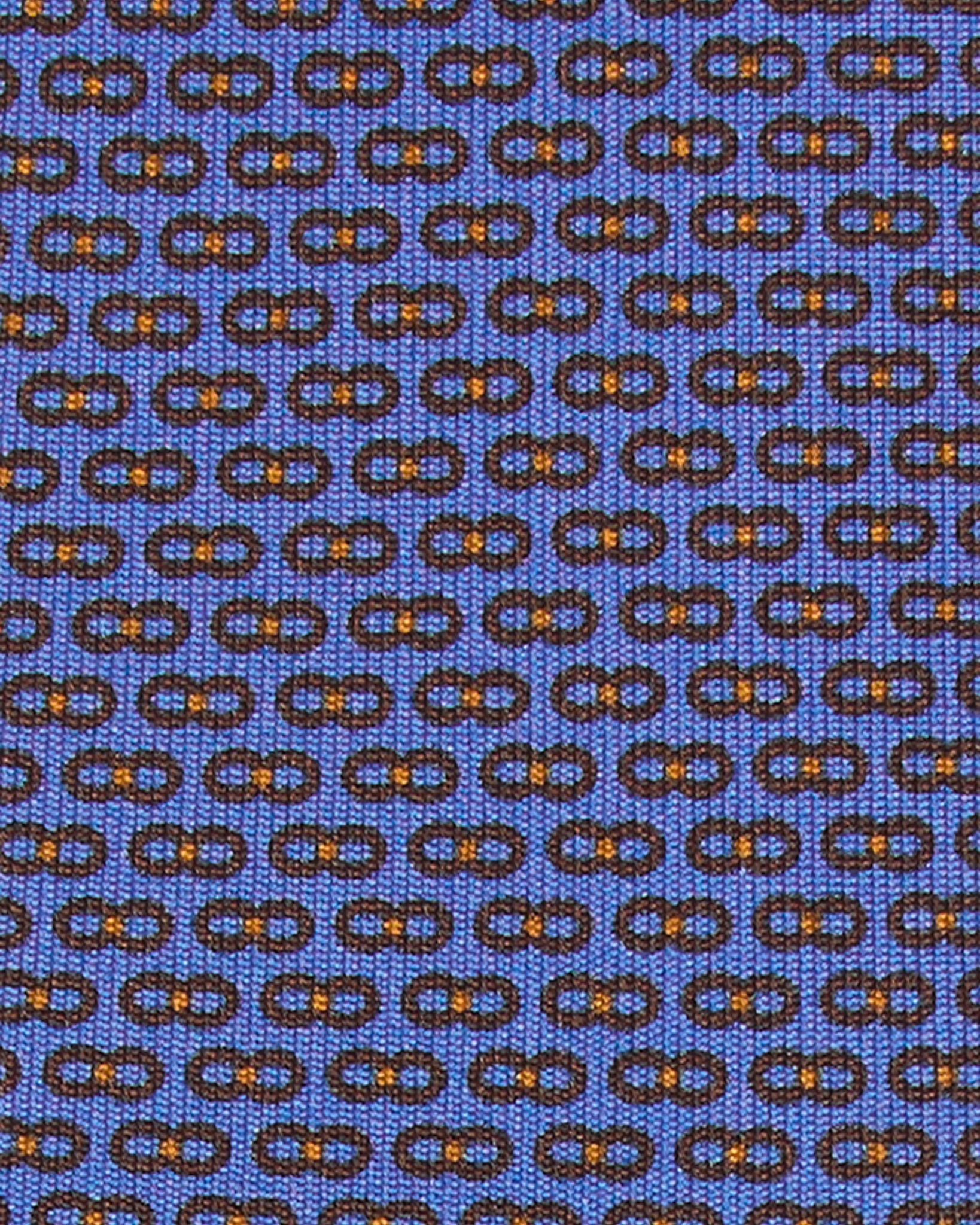 Silk Print Tie in Sky/Brown/Gold Link