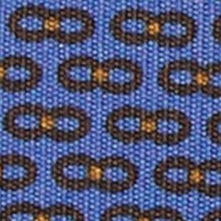 Silk Print Tie in Sky/Brown/Gold Link