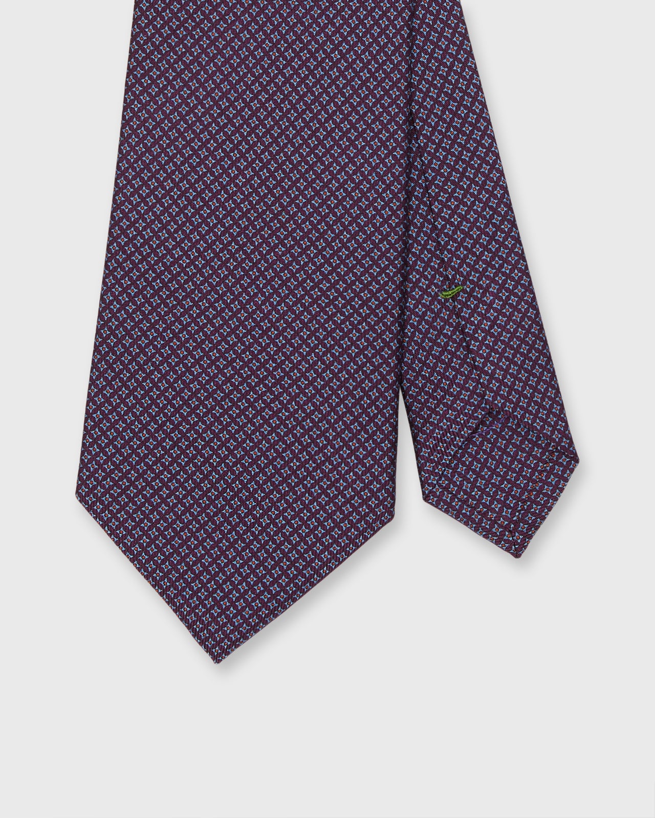 Silk Print Tie in Eggplant/Sky Square