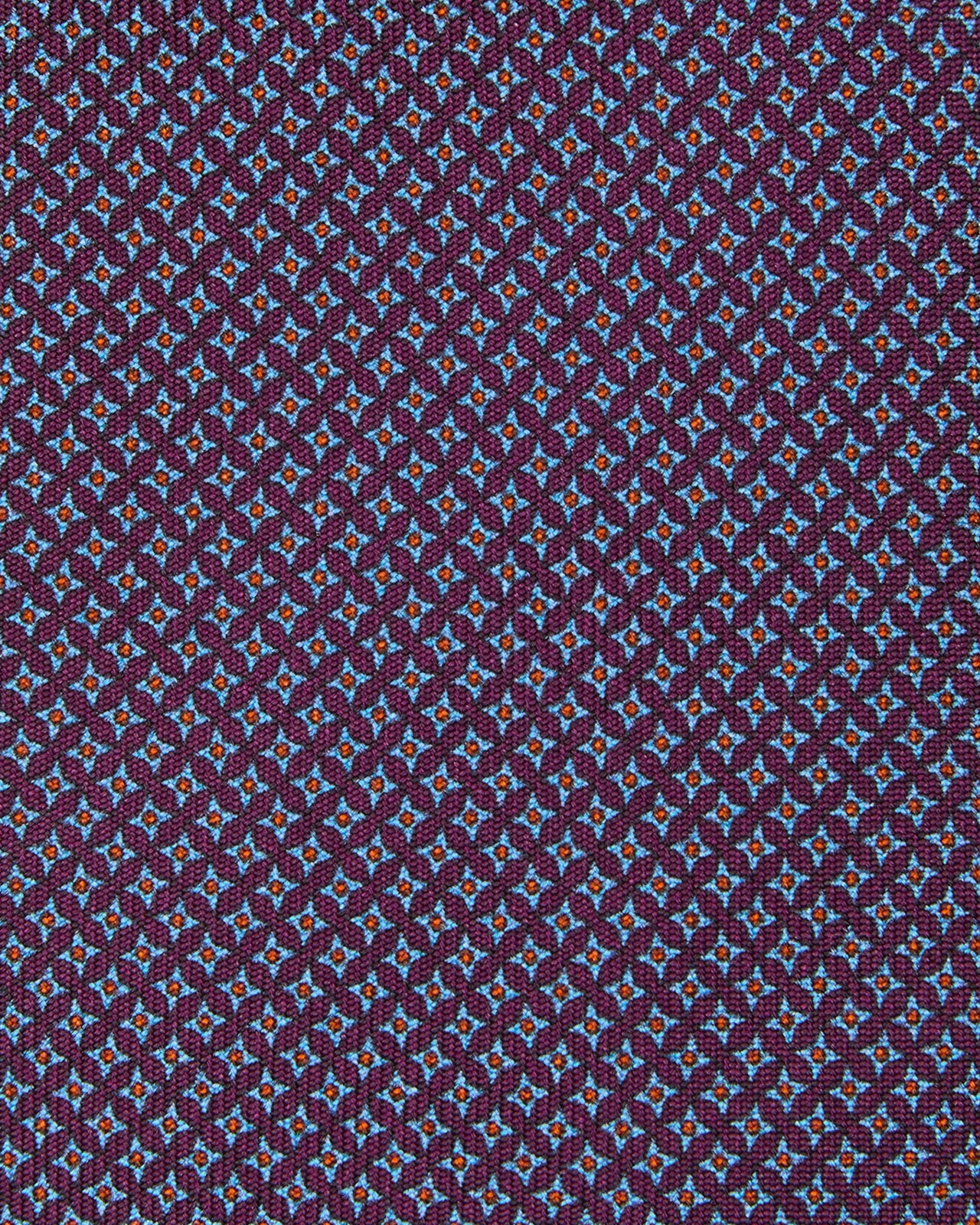 Silk Print Tie in Eggplant/Sky Square
