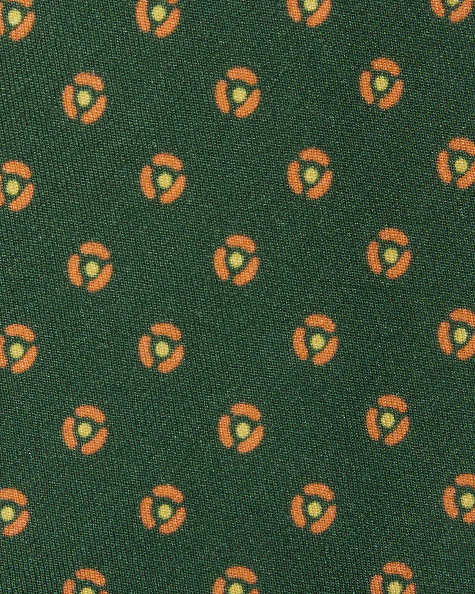Silk Print Tie in Forest/Orange Foulard
