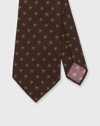 Silk Print Tie in Oxblood/Forest Foulard