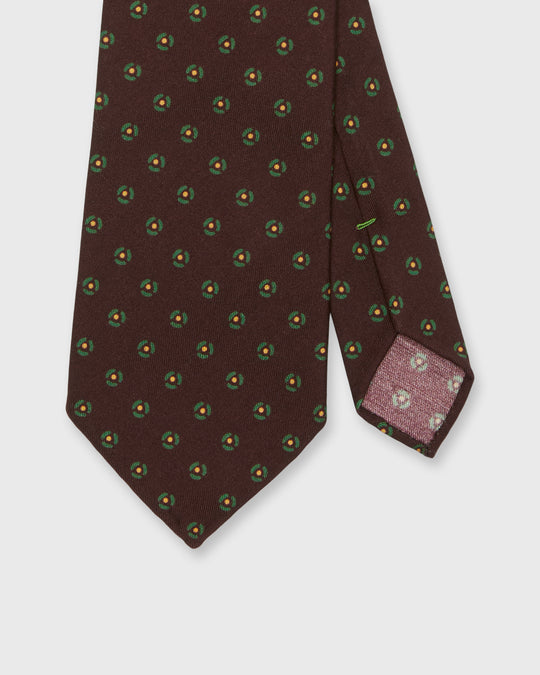 Silk Print Tie in Oxblood/Forest Foulard