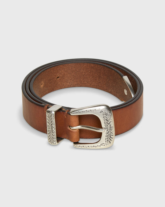 1.25" Petite Western Belt in Cognac Leather