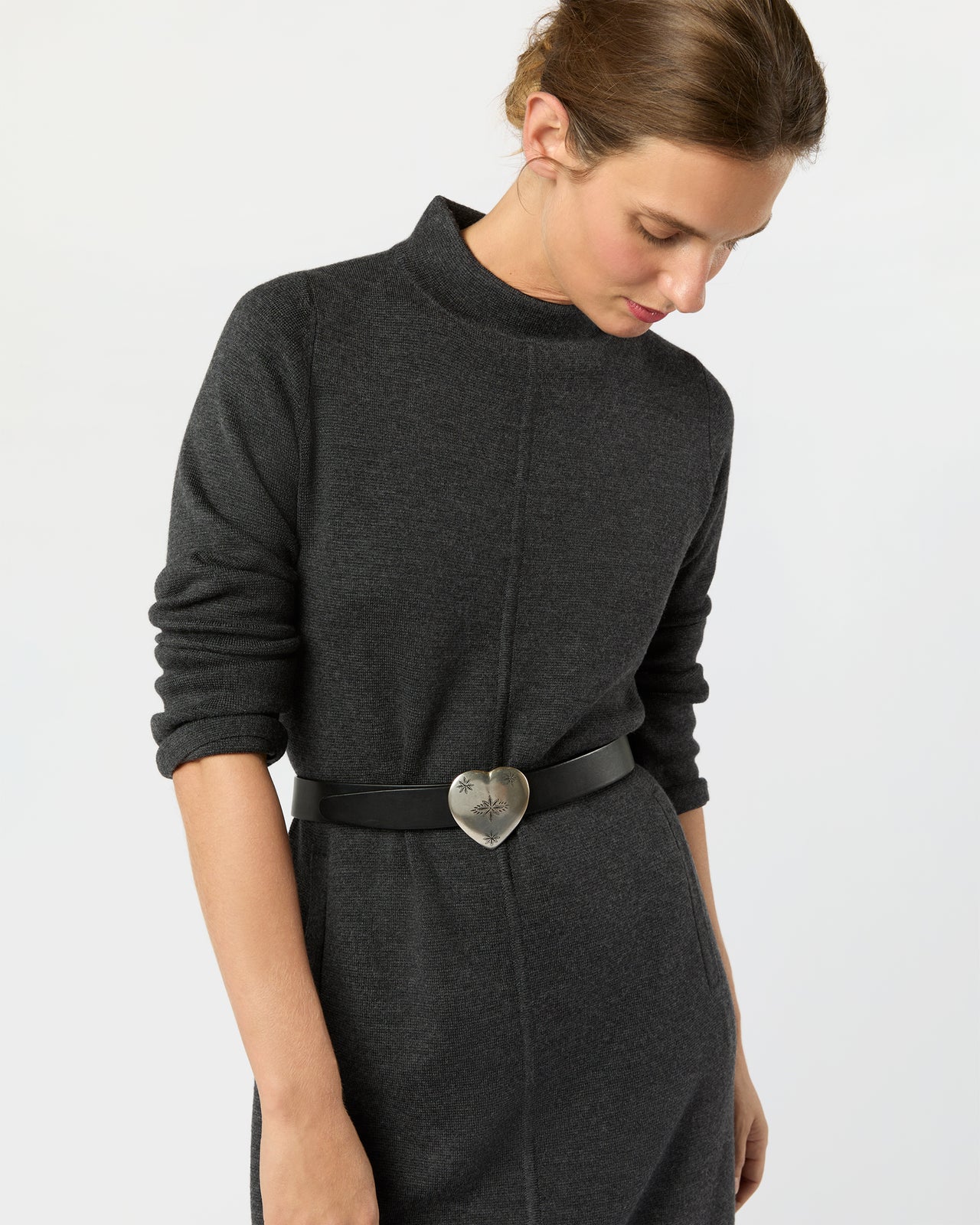 1.25" Edelweiss Heart Belt in Black Veg-Tanned Leather