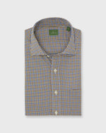 Load image into Gallery viewer, Spread Collar Sport Shirt in Blue/Olive/Brown Tattersall Brushed Twill
