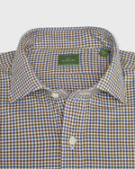 Load image into Gallery viewer, Spread Collar Sport Shirt in Blue/Olive/Brown Tattersall Brushed Twill
