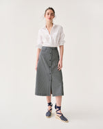 Load image into Gallery viewer, Robin Skirt in Indigo Railroad Stripe Denim
