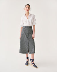 Robin Skirt in Indigo Railroad Stripe Denim
