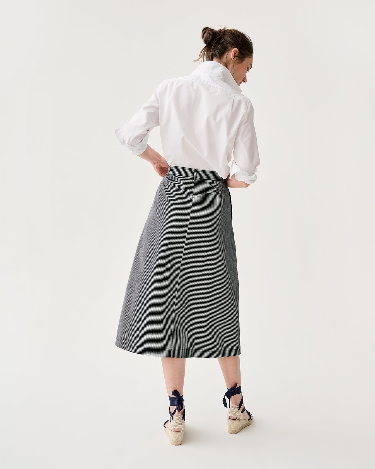 Robin Skirt in Indigo Railroad Stripe Denim
