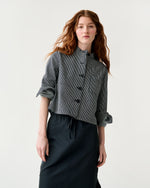 Load image into Gallery viewer, Short Chore Jacket in Indigo Railroad Stripe Denim
