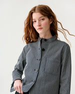 Load image into Gallery viewer, Short Chore Jacket in Indigo Railroad Stripe Denim
