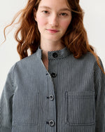 Load image into Gallery viewer, Short Chore Jacket in Indigo Railroad Stripe Denim
