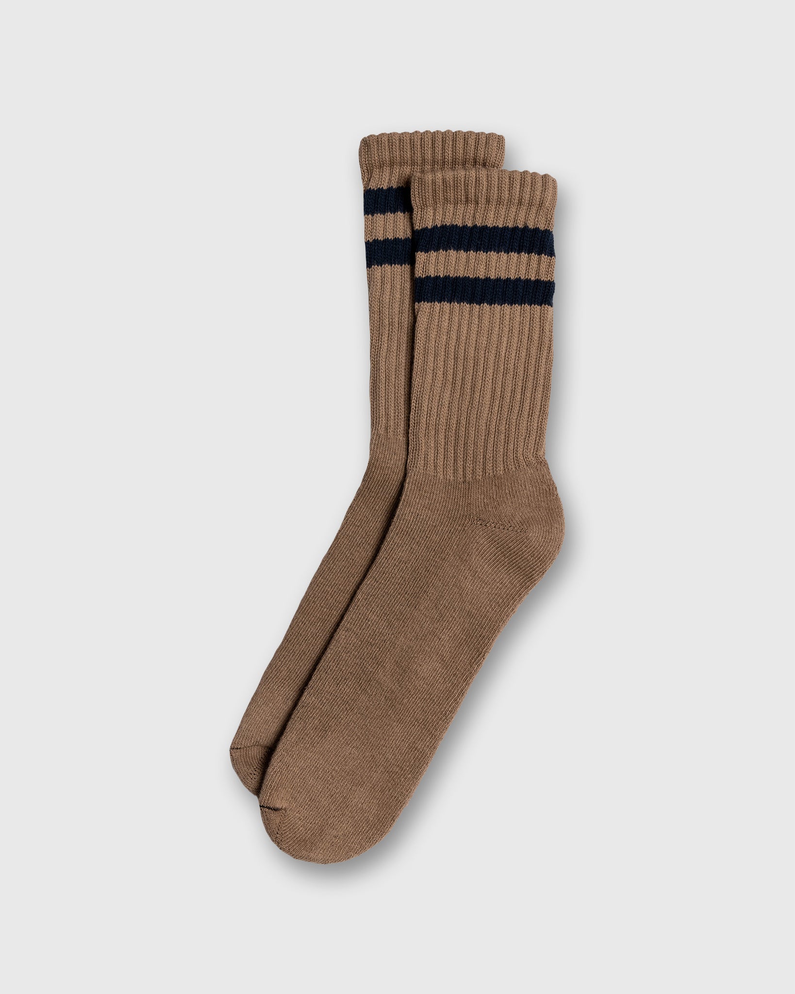 Retro Double Stripe Socks in Tan
