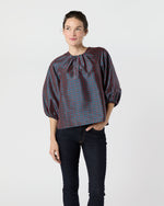 Load image into Gallery viewer, Savannah Top in Mini MacBeth Tartan Iridescent Silk Shantung
