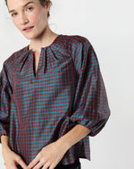 Load image into Gallery viewer, Savannah Top in Mini MacBeth Tartan Iridescent Silk Shantung
