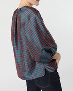 Load image into Gallery viewer, Savannah Top in Mini MacBeth Tartan Iridescent Silk Shantung
