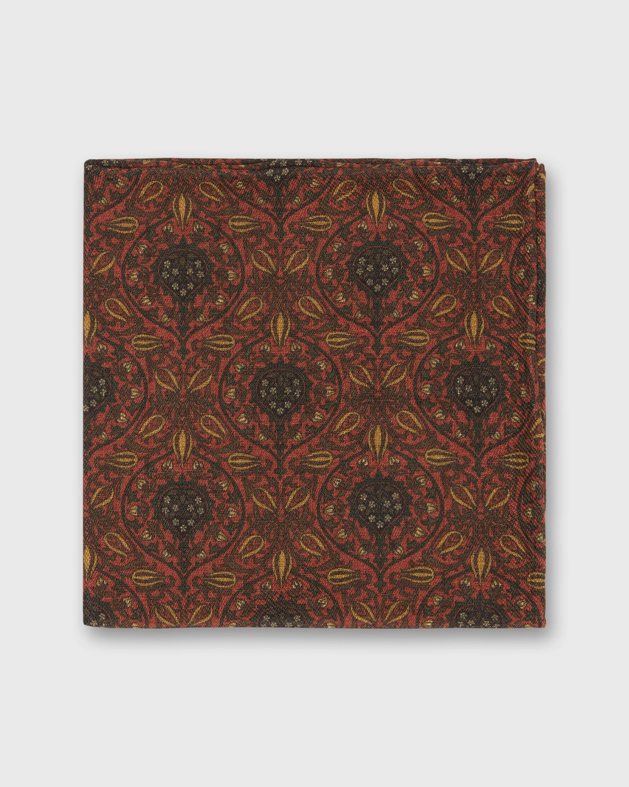 Wool/Silk Pocket Square in Orange/Yellow/Brown Tapestry
