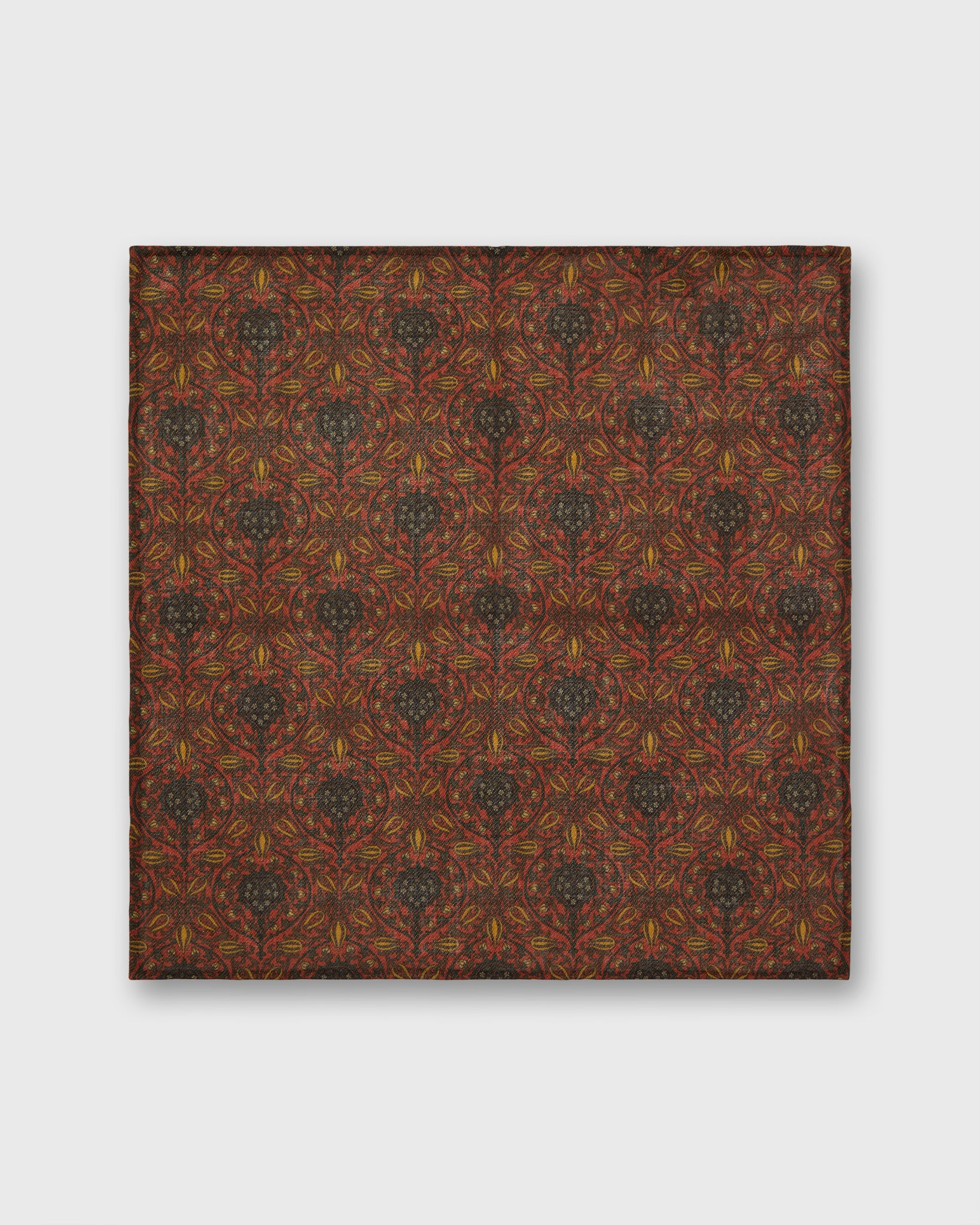 Wool/Silk Pocket Square in Orange/Yellow/Brown Tapestry