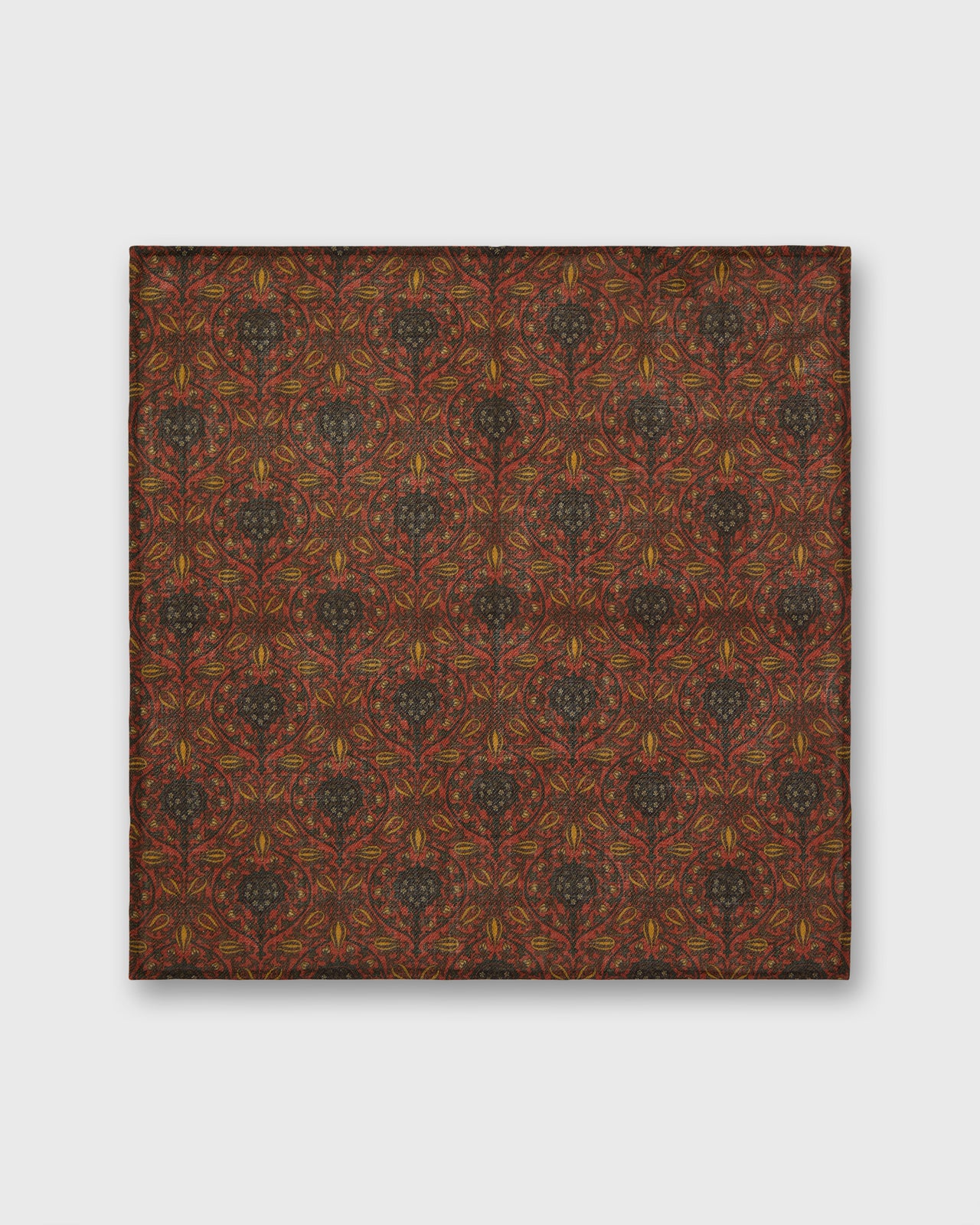 Wool/Silk Pocket Square in Orange/Yellow/Brown Tapestry