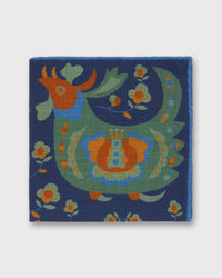 Wool/Silk Pocket Square in Steel/Lovat Fowl