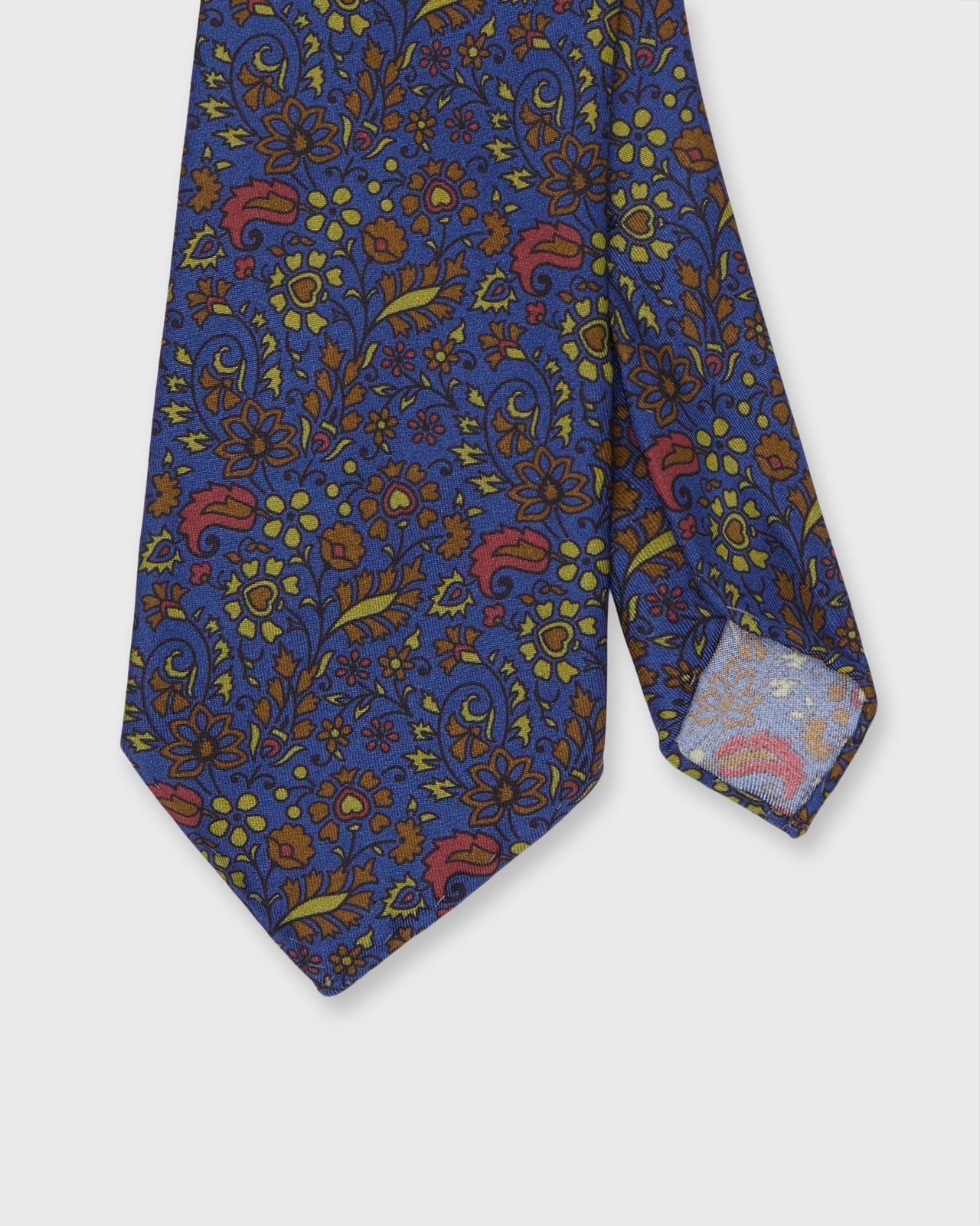 Silk Print Tie in Mid-Blue/Brown Floral | Shop Sid Mashburn
